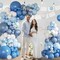 Dusty Blue Balloon Arch Kit,145pcs Denim Light Blue and White Balloons Garland Kits forBaby Shower Gender Reveal Party Decorations